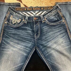Mens Rock Revival 36/33 "Baltic" Look New-Med. Wash. Stylish whiskering
